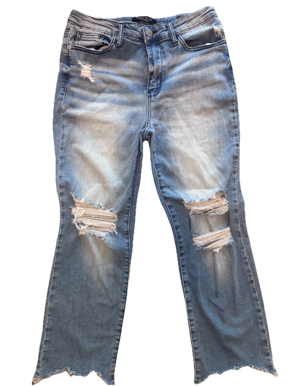 Judy Blue Jeans JB8884 Size 11 - 30 Skinny Distressed Raw Hem Stretch Comfort